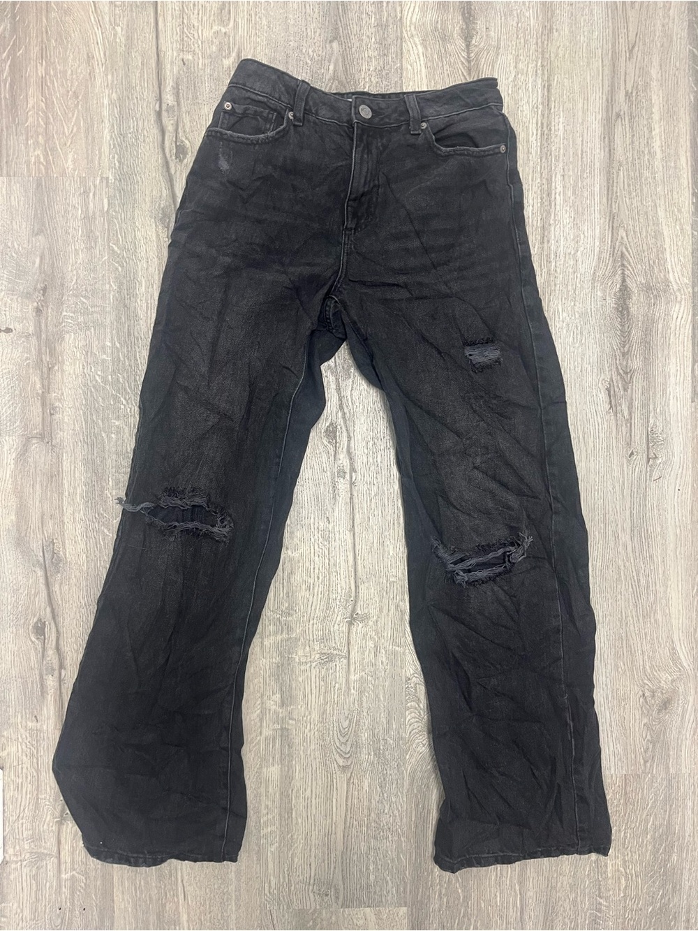 Garage Ripped Wide Leg Ripped Jeans in Black Size 27